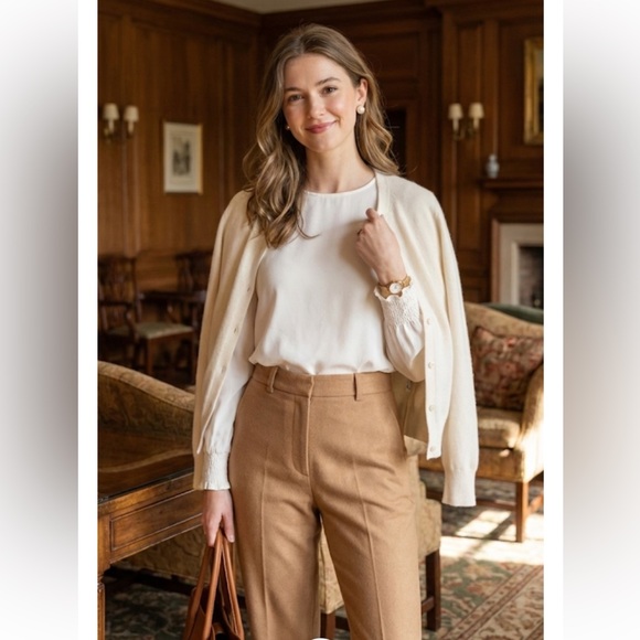 J. Crew Dresses & Skirts - J Crew Long-sleeve top with smocked cuffs in Ivory Size M $79.50